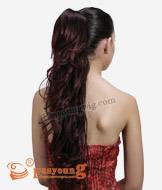 Ponytail hair,red long curly clip in hair extension 5046
