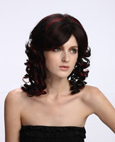 Women's Highlight wine red curly synthetic wig china supplier 2017