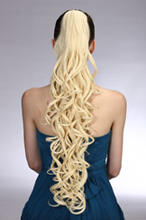 Long blonde curly claw clip ponytail hair piece YS-8042