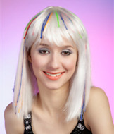White hair wigs with colorful braids,party wig A254
